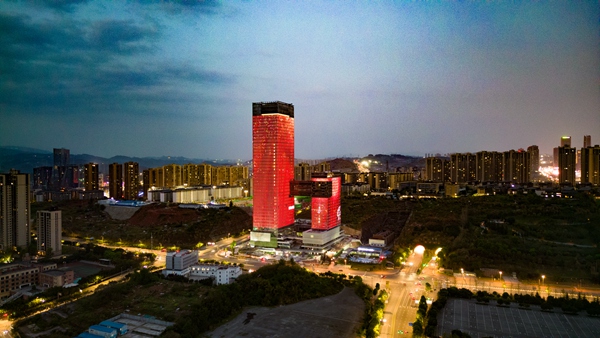 悅來中心（悅來會展總部基地）項目幕墻工程已基本完工。中建八局供圖
