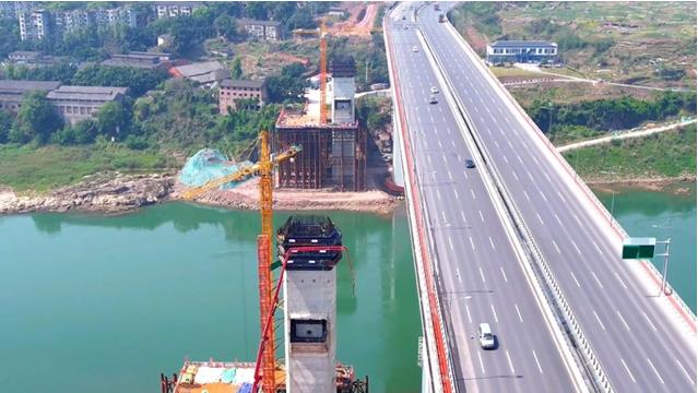 廖家溪軌道專用橋兩主墩封頂。中國鐵建大橋局供圖