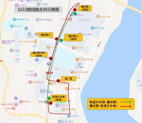 3222線(xiàn)路走向示意圖。西部公交供圖