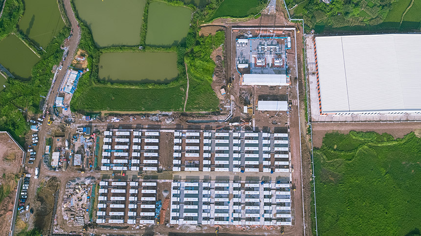 重慶合川發(fā)電公司新型儲(chǔ)能電站項(xiàng)目航拍。國家電投重慶公司供圖