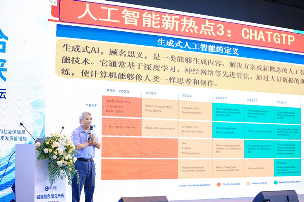中國工程院院士、浙江大學(xué)求是特聘教授譚建榮在金融大模型發(fā)展論壇上做主題演講。馬上消費(fèi)供圖