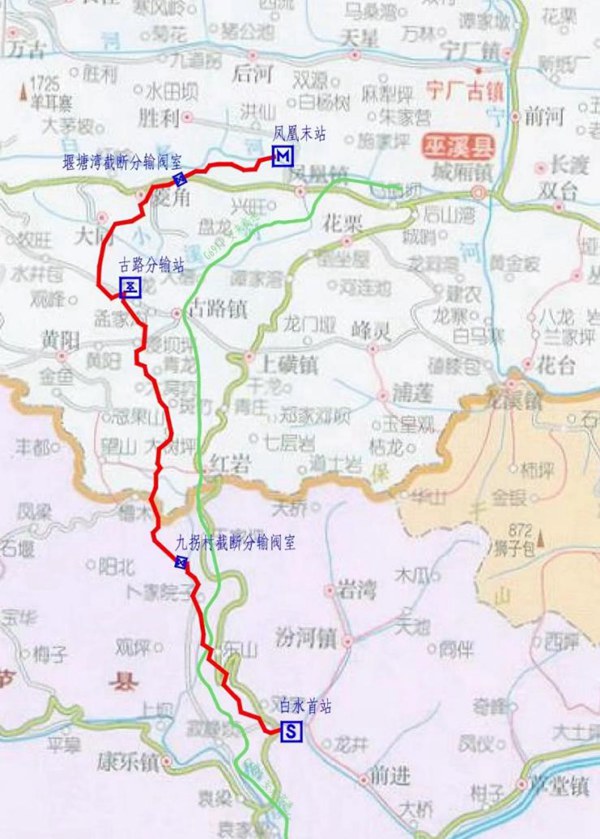 奉巫線管線走向。重慶燃?xì)饧瘓F(tuán)供圖
