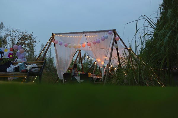 空軍招待所林間餐桌。廣陽島綠色發(fā)展公司供圖