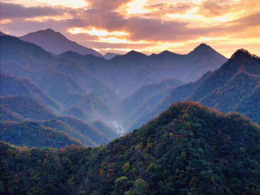 深秋時(shí)節(jié)，大巴山呈現(xiàn)出層林盡染的秋日美景。李野攝
