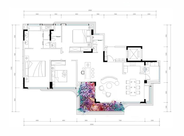 建筑面積約180m2戶型裝修示意圖。首鋼地產(chǎn)供圖