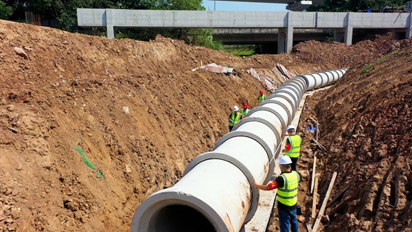 土主污水處理廠管網擴建工程施工現(xiàn)場。重慶碧水源公司供圖