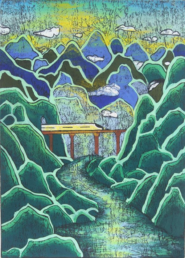 羅宇、李思逸作品《高鐵修進深山來》。重慶文藝職院供圖