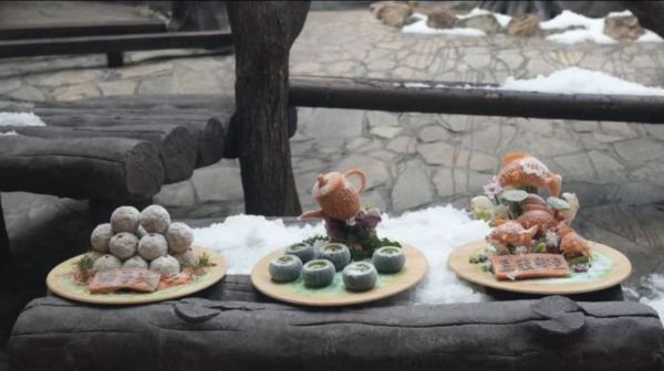 為大熊貓?zhí)刂频摹坝逦?60碗”美食。樂和樂都動物主題樂園供圖