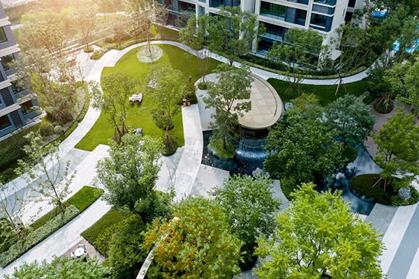 中建·光嶼一期園林交付實(shí)景。中建·光嶼供圖