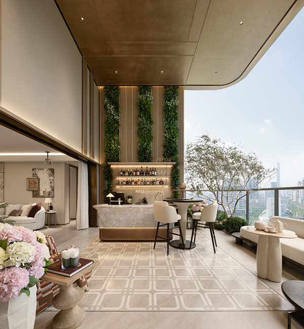 綠城春風晴翠極萃項目空中露臺實景圖。綠城供圖